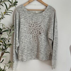 FP Movement by Free People Gray Lace Sweatshirt bin 20 sz med